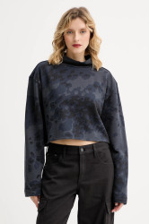 Bavlněná mikina G-Star Oversized cropped turtle dámská, tmavomodrá barva, vzorovaná, D27169-E150