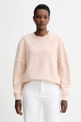 Bavlněná mikina G-Star Washed 3D sleeve a line dámská, béžová barva, hladká, D27167-D969