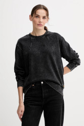 Bavlněná mikina G-Star Washed a line script dámská, černá barva, hladká, D27173-D969