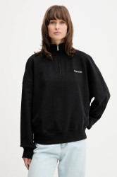 Bavlněná mikina Guess Jeans dámská, černá barva, hladká, W5YQ09 K68I4