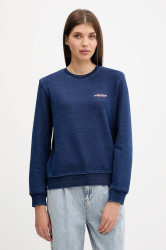 Bavlněná mikina Guess Jeans dámská, tmavomodrá barva, s potiskem, W5YQ22 KCXQ1