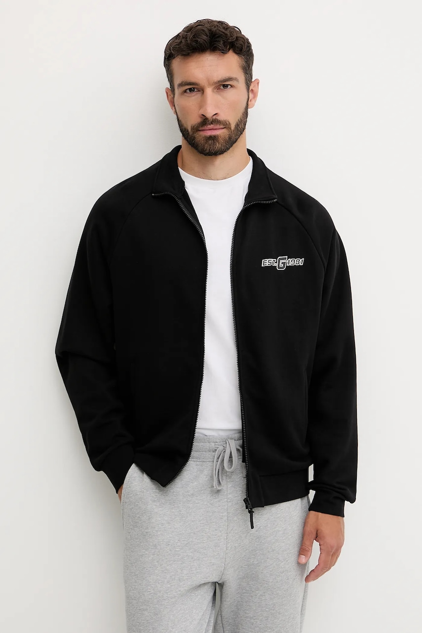 Bavlněná mikina Guess MENTORE pánská, černá barva, s potiskem, Z5YQ02 KCE91