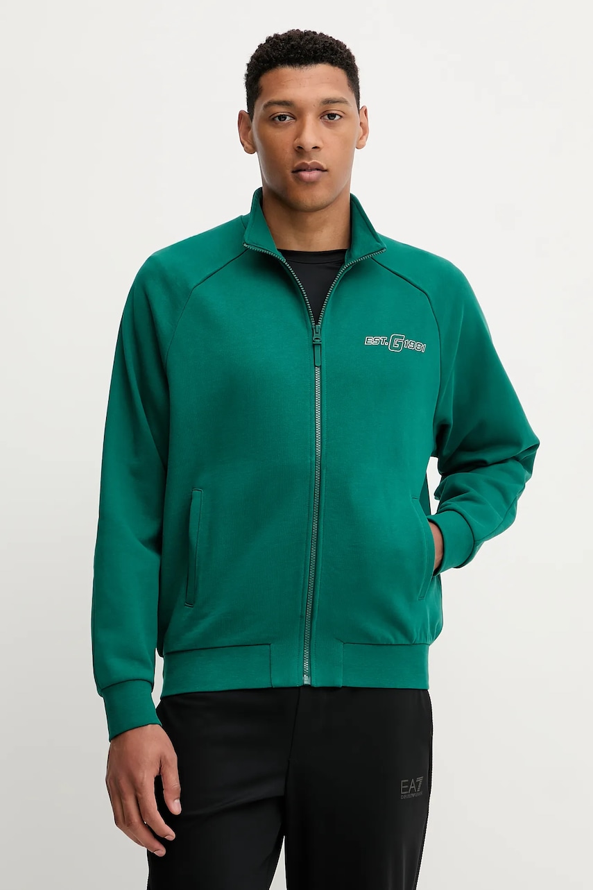 Bavlněná mikina Guess MENTORE pánská, zelená barva, s potiskem, Z5YQ02 KCE91