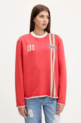 Bavlněná mikina Guess Originals dámská, červená barva, s potiskem, M5YQ25 KCPR1