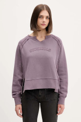 Bavlněná mikina Guess Originals dámská, fialová barva, s aplikací, W5BQ27 KCPR1