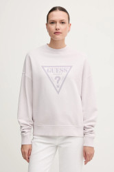 Bavlněná mikina Guess Originals dámská, fialová barva, s potiskem, W5GQ03 K68I4