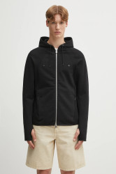 Bavlněná mikina Heliot Emil pánská, černá barva, s kapucí, hladká, PREAW25_M_08_079_BLK01