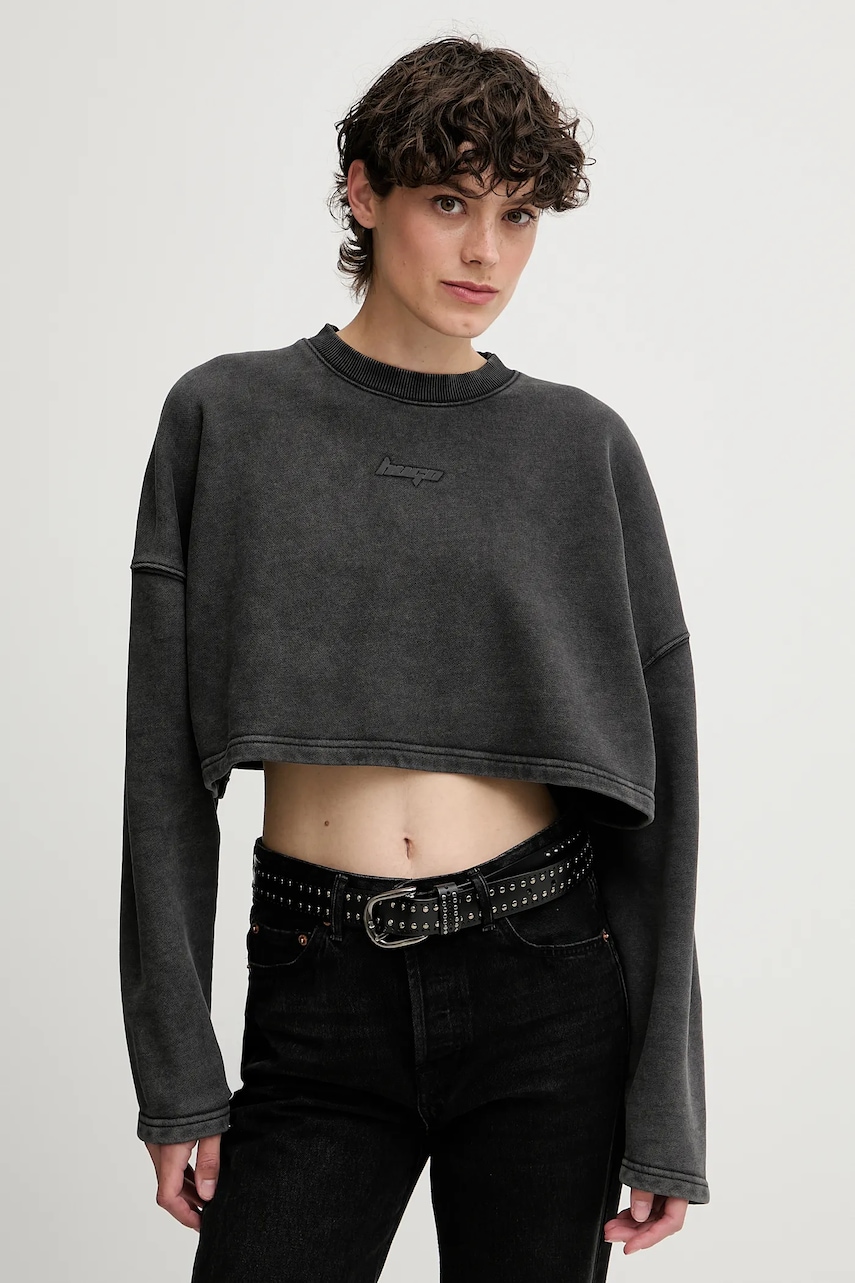 Bavlněná mikina Hugo Blue Derissa_B dámská, šedá barva, hladká, 50545035