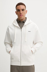 Bavlněná mikina HUGO Dapozip pánská, černá barva, s kapucí, hladká, 50548651