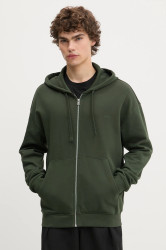 Bavlněná mikina HUGO Dapozip pánská, zelená barva, s kapucí, s potiskem, 50548651