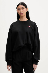 Bavlněná mikina HUGO Deroxina_7 dámská, černá barva, hladká, 50555808