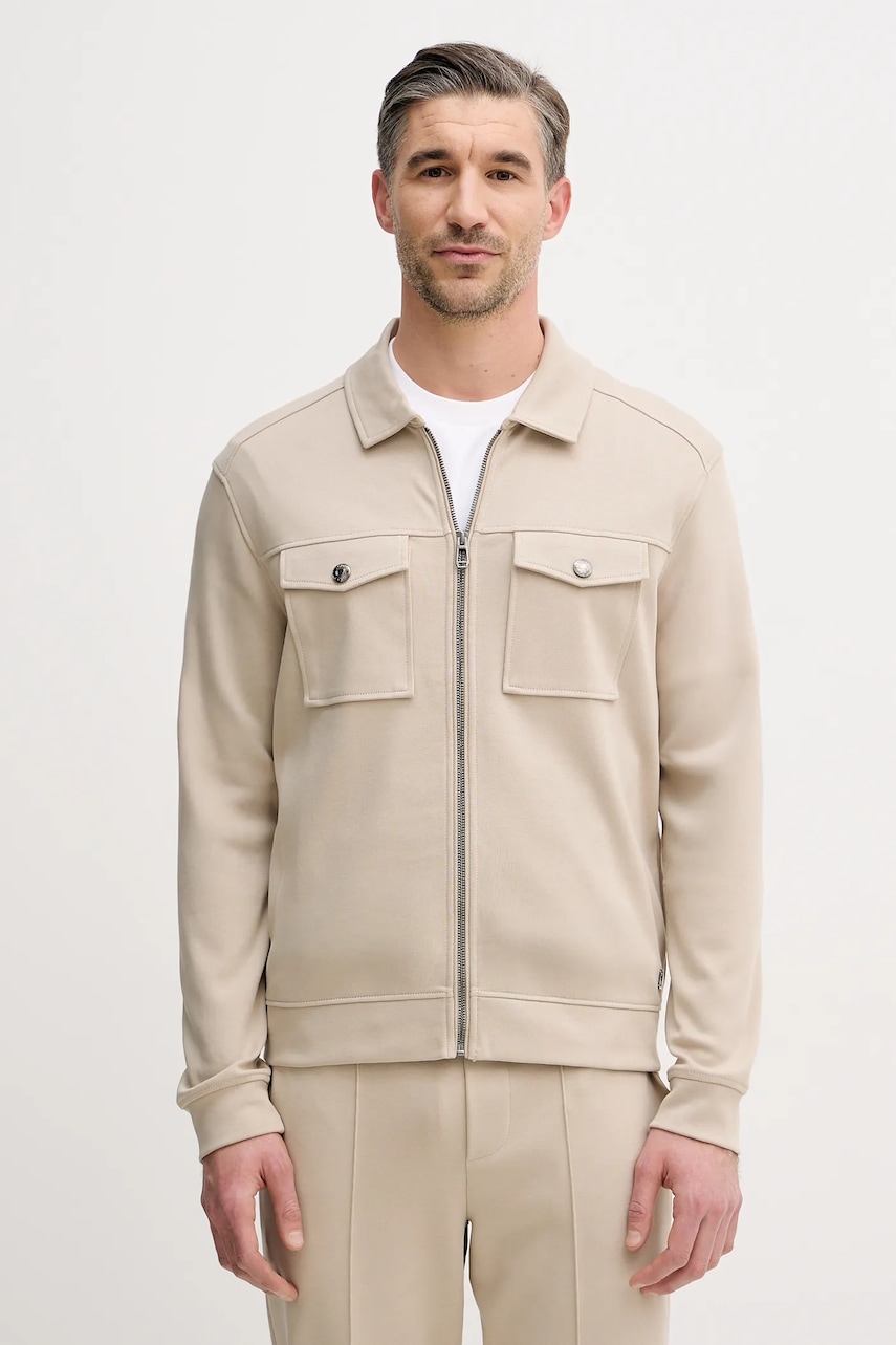 Bavlněná mikina Joop! pánská, béžová barva, hladká, 30100508