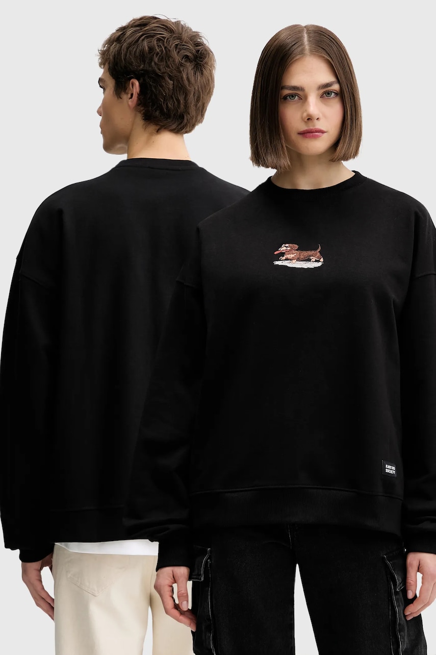 Bavlněná mikina Kaotiko černá barva, s aplikací, AR051-01-G002