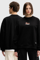 Bavlněná mikina Kaotiko černá barva, s aplikací, AR051-01-G002