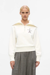 Bavlněná mikina Karl Lagerfeld dámská, béžová barva, s potiskem, A4W20067