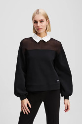 Bavlněná mikina Karl Lagerfeld dámská, černá barva, hladká, A3W20002