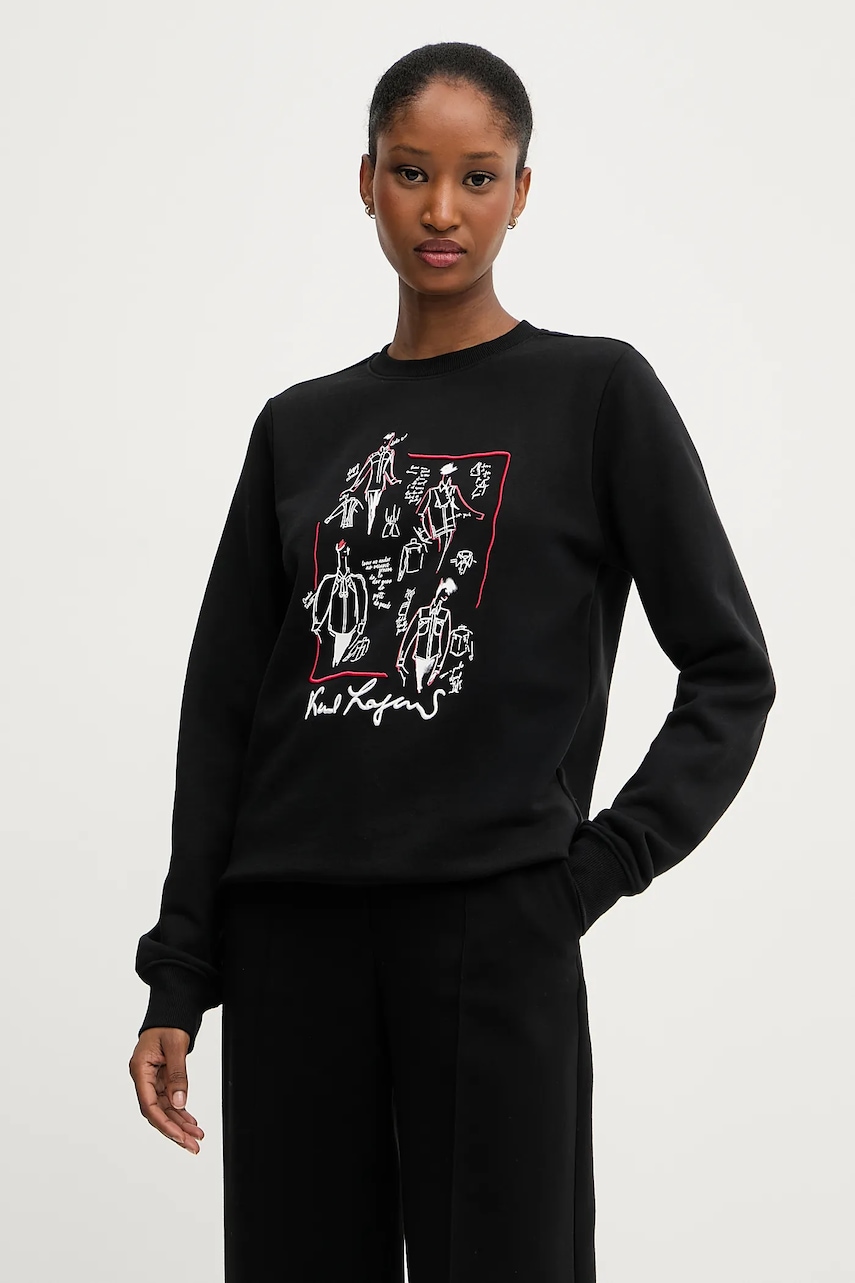 Bavlněná mikina Karl Lagerfeld KARL SERIES dámská, černá barva, vzorovaná, A3W20065