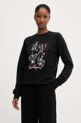 Bavlněná mikina Karl Lagerfeld KARL SERIES dámská, černá barva, vzorovaná, A3W20065