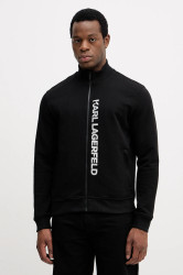 Bavlněná mikina Karl Lagerfeld pánská, černá barva, s potiskem, 554917.705400