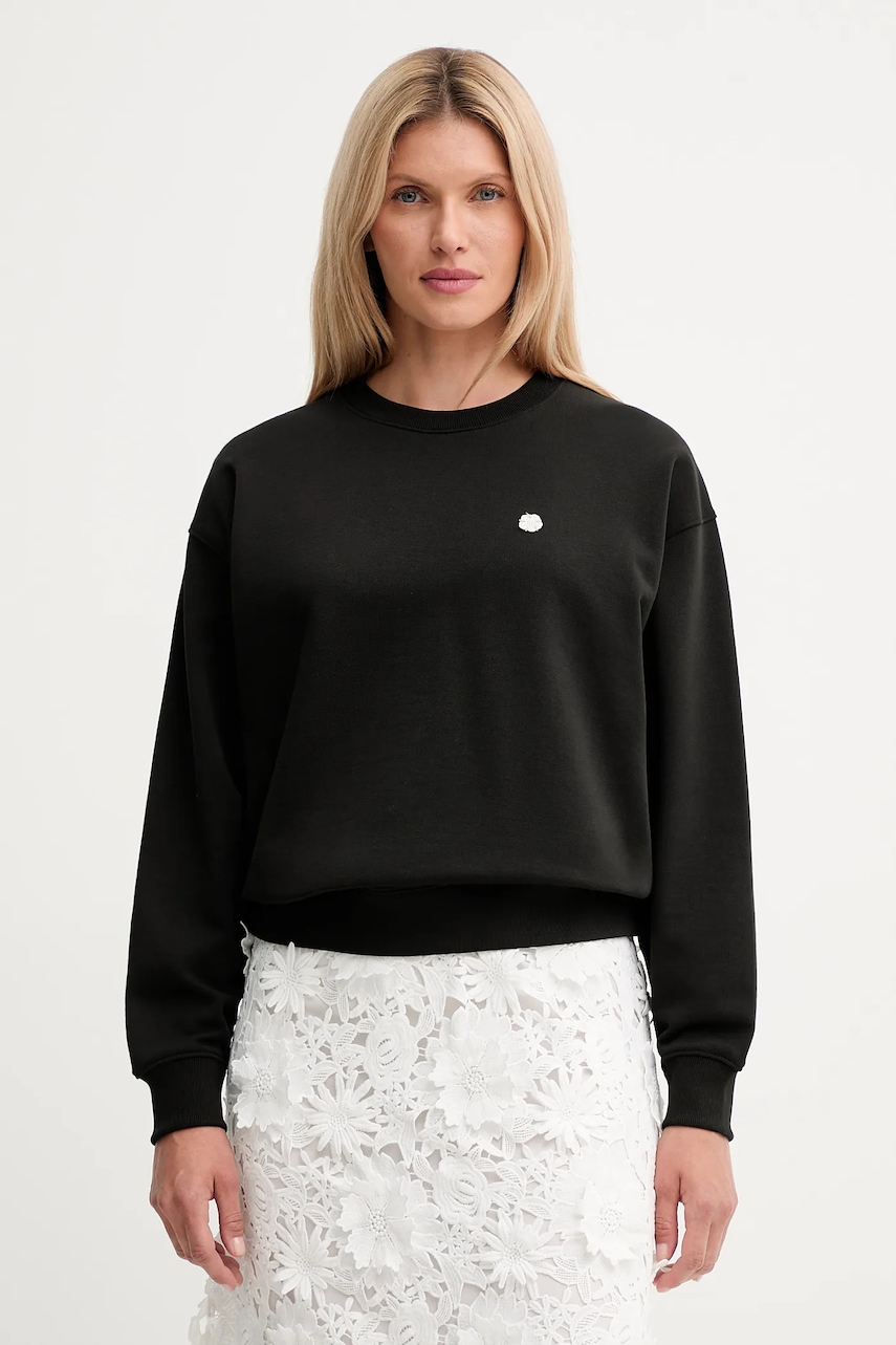 Bavlněná mikina Kenzo dámská, černá barva, hladká, FF62SW2564MF