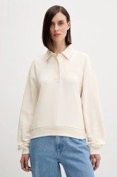 Bavlněná mikina Lacoste dámská, béžová barva, hladká, SF0351