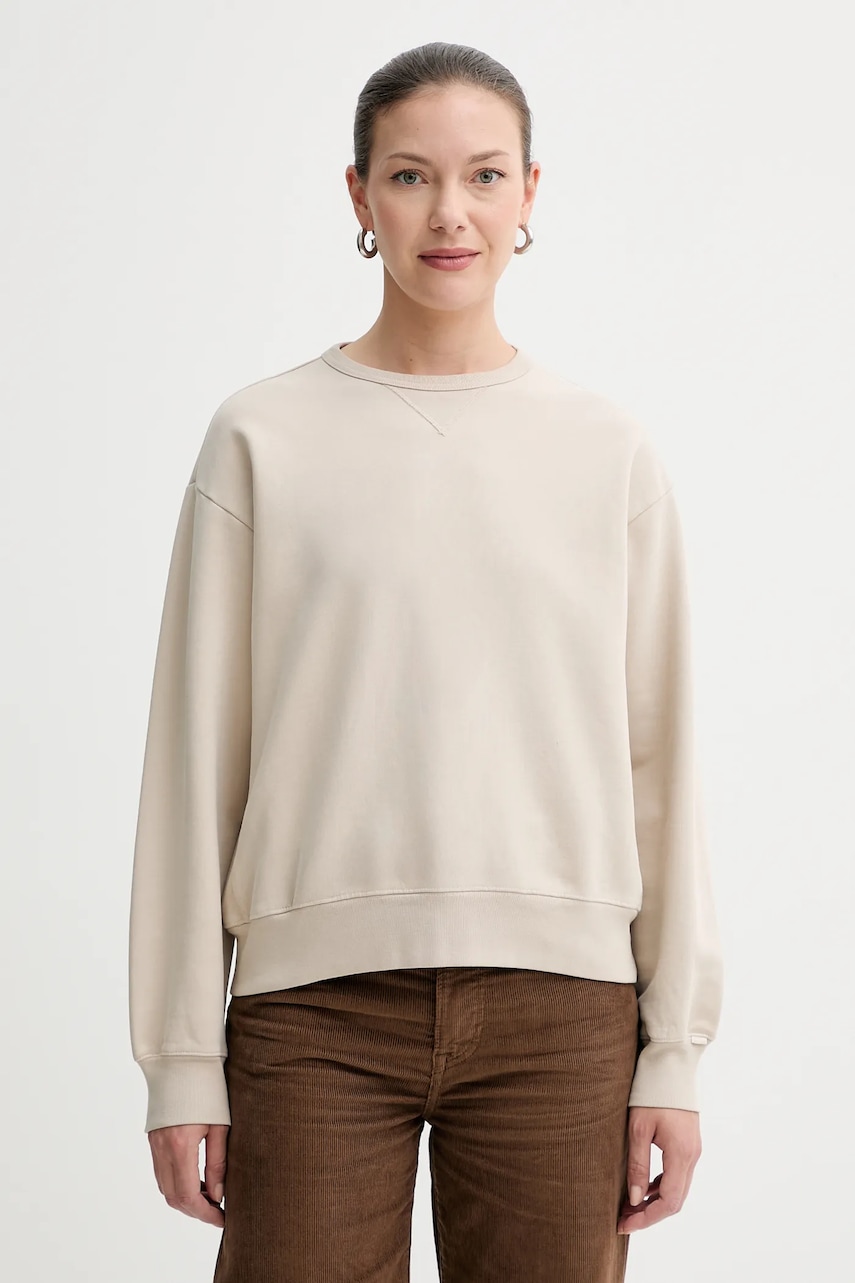 Bavlněná mikina Levi's dámská, béžová barva, hladká, A8789