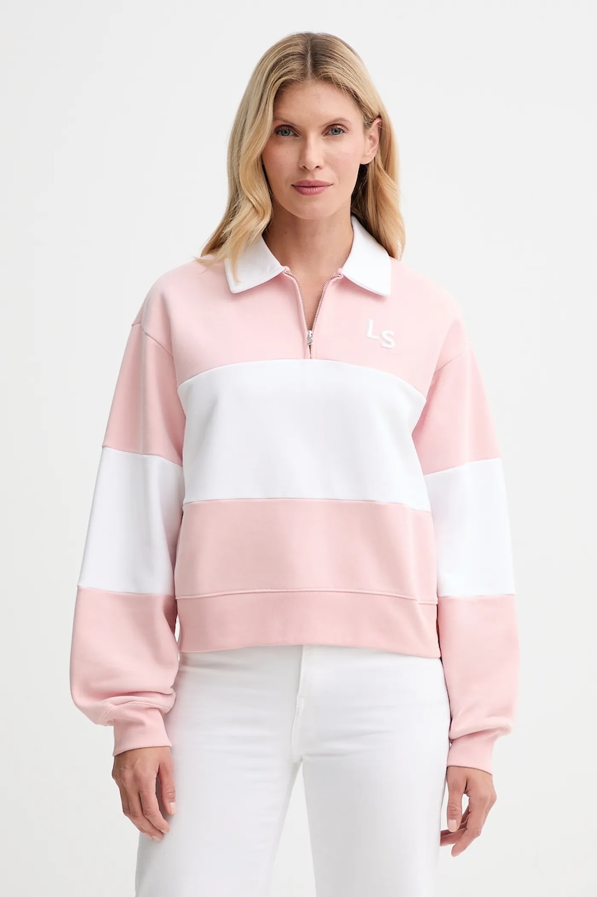 Bavlněná mikina Levi's dámská, růžová barva, vzorovaná, 003QM