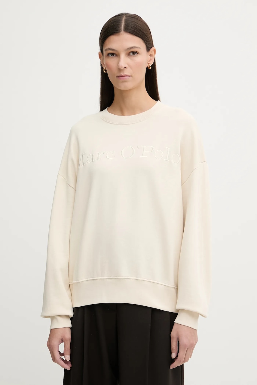 Bavlněná mikina Marc O'Polo dámská, béžová barva, hladká, 600407354175