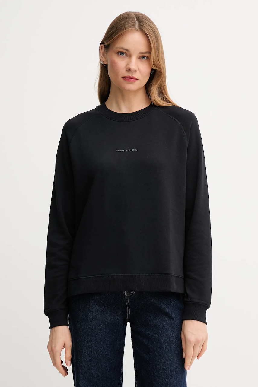 Bavlněná mikina Marc O'Polo dámská, černá barva, hladká, 5000006286