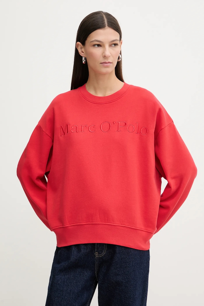 Bavlněná mikina Marc O'Polo dámská, červená barva, hladká, 600407354175