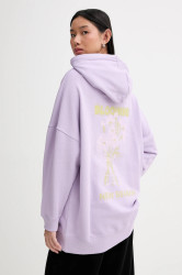 Bavlněná mikina Marc O'Polo dámská, fialová barva, s kapucí, hladká, 5000009351