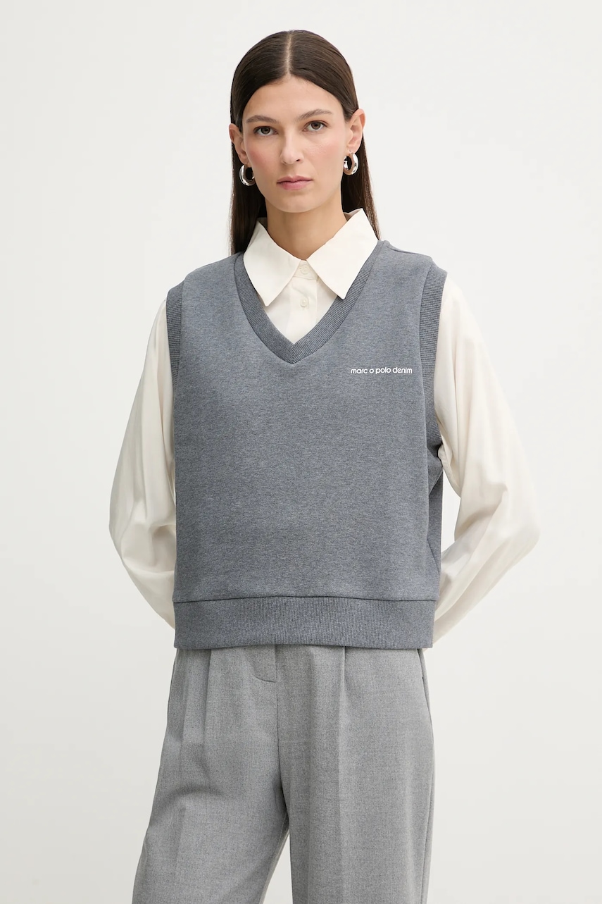 Bavlněná mikina Marc O'Polo dámská, šedá barva, melanžová, 5000007694