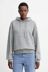 Bavlněná mikina Marc O'Polo dámská, šedá barva, s kapucí, melanžová, 508403054089