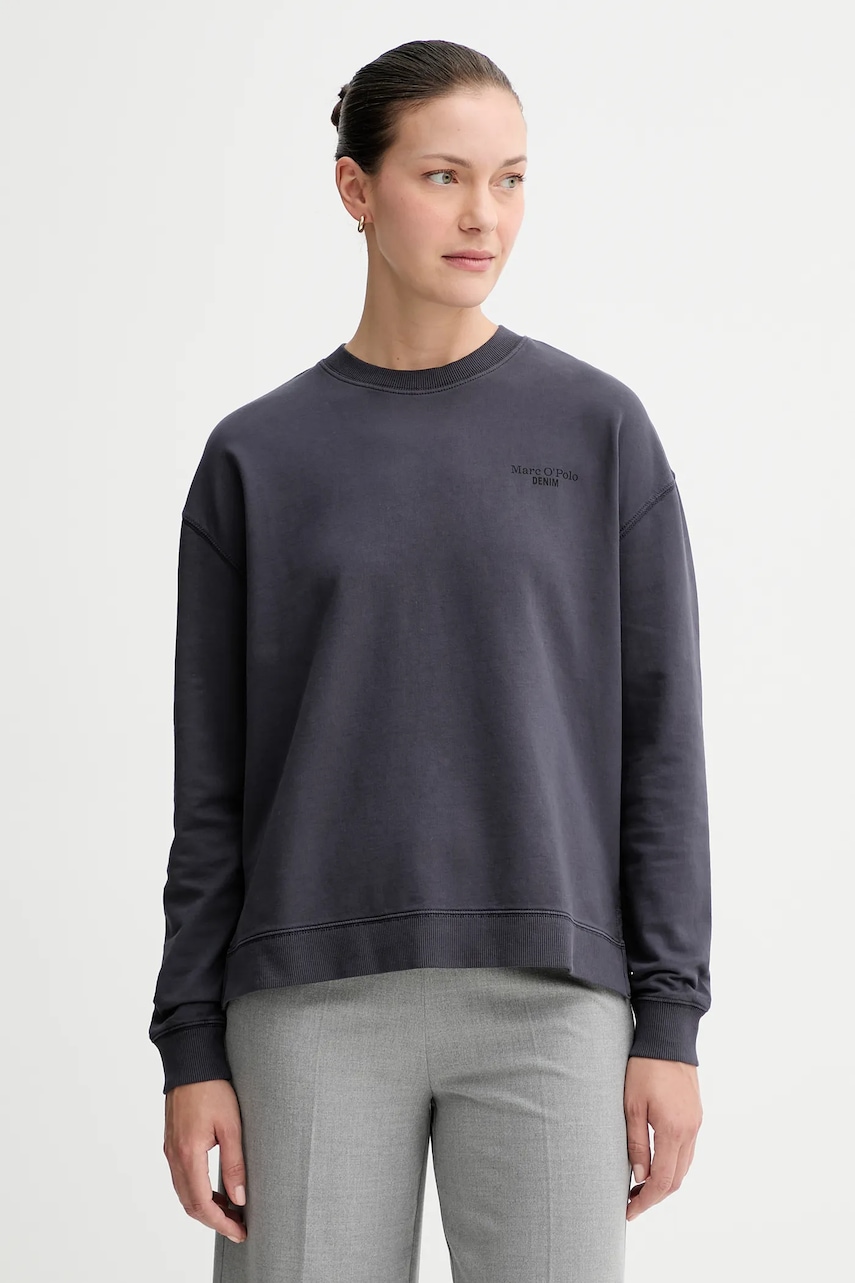 Bavlněná mikina Marc O'Polo dámská, tmavomodrá barva, hladká, 5000007724
