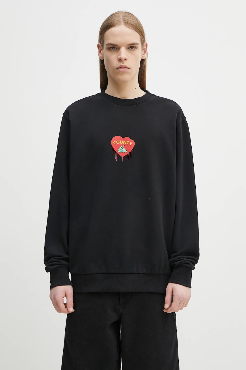 Bavlněná mikina Marcelo Burlon Bunny Heart Regular Crewneck Black Red