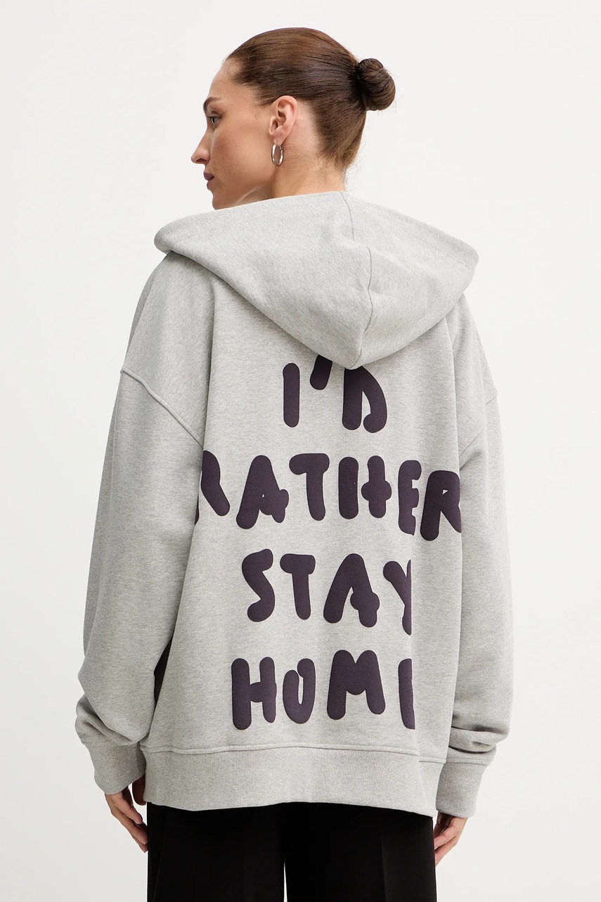 Bavlněná mikina MAX&Co. dámská, šedá barva, s kapucí, hladká, 2528926012200