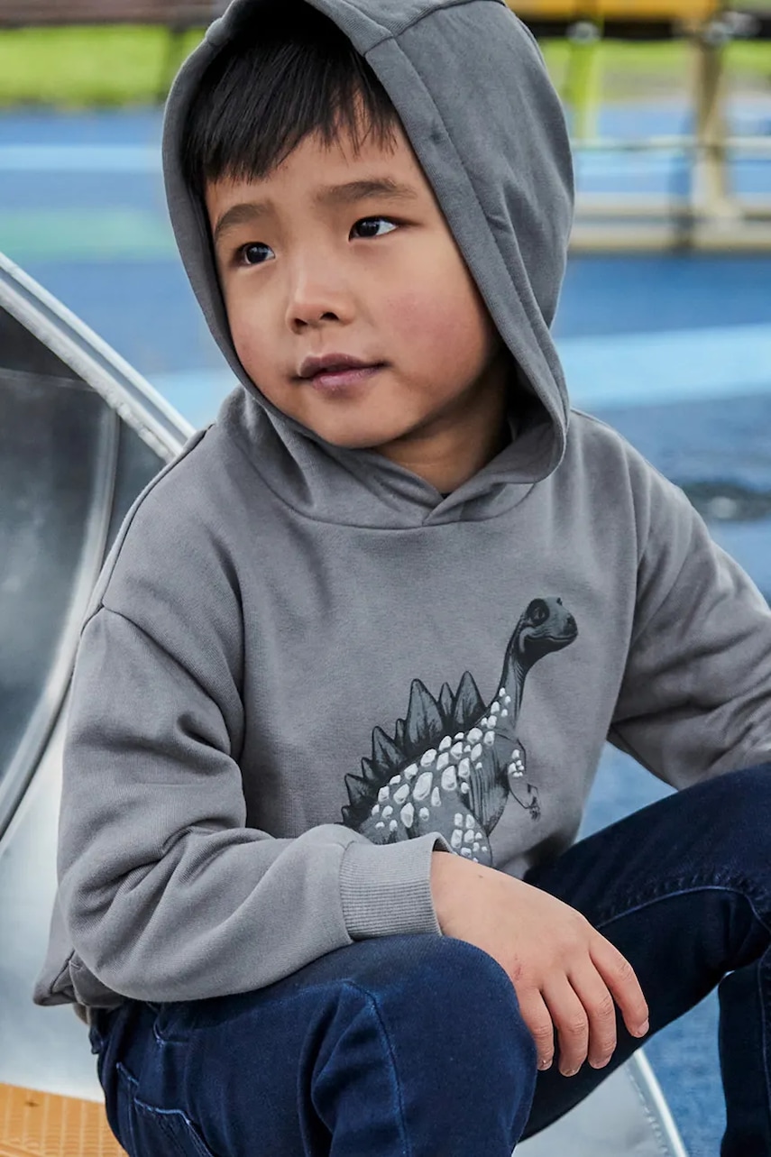 Bavlněná mikina Mayoral šedá barva, s kapucí, 4407