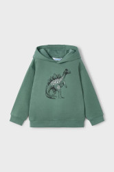 Bavlněná mikina Mayoral zelená barva, s kapucí, 4407