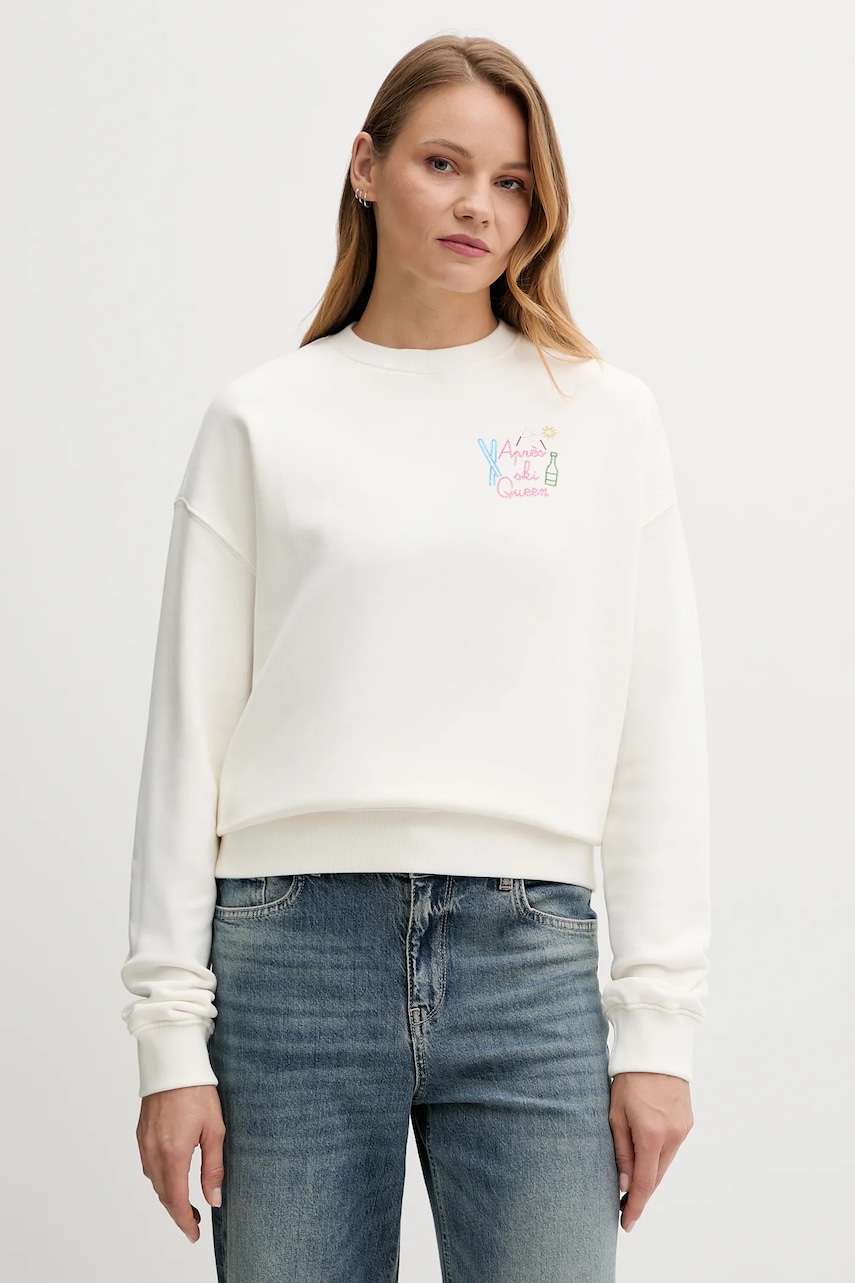 Bavlněná mikina MC2 Saint Barth dámská, bílá barva, s aplikací, STDW001