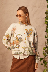 Bavlněná mikina Medicine dámská, béžová barva, vzorovaná