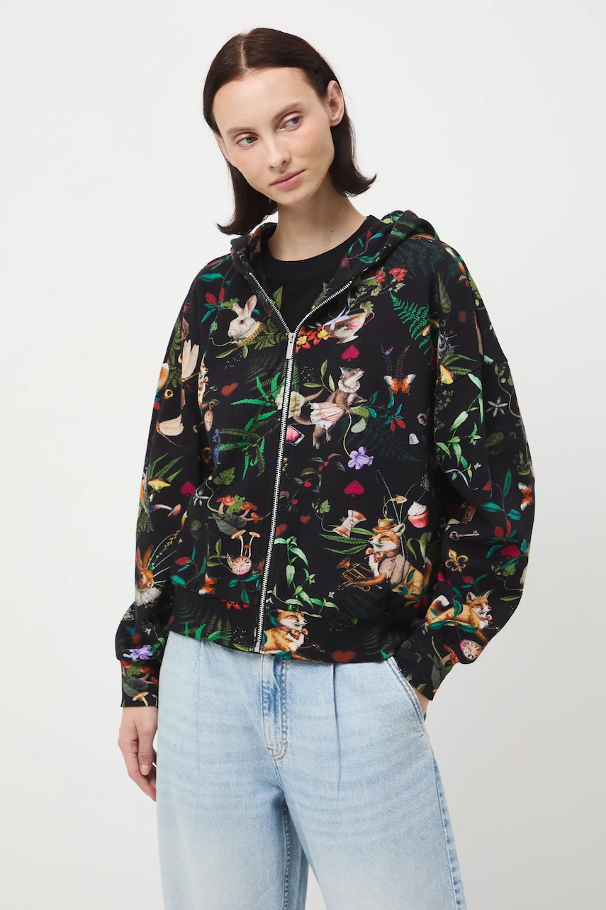 Bavlněná mikina Medicine dámská, černá barva, s kapucí