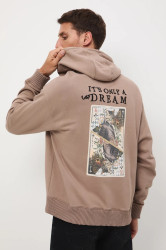 Bavlněná mikina Medicine pánská, hnědá barva, s kapucí, vzorovaná