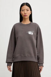 Bavlněná mikina MM6 Maison Margiela dámská, šedá barva, s aplikací, S62GU0143.M25024.810