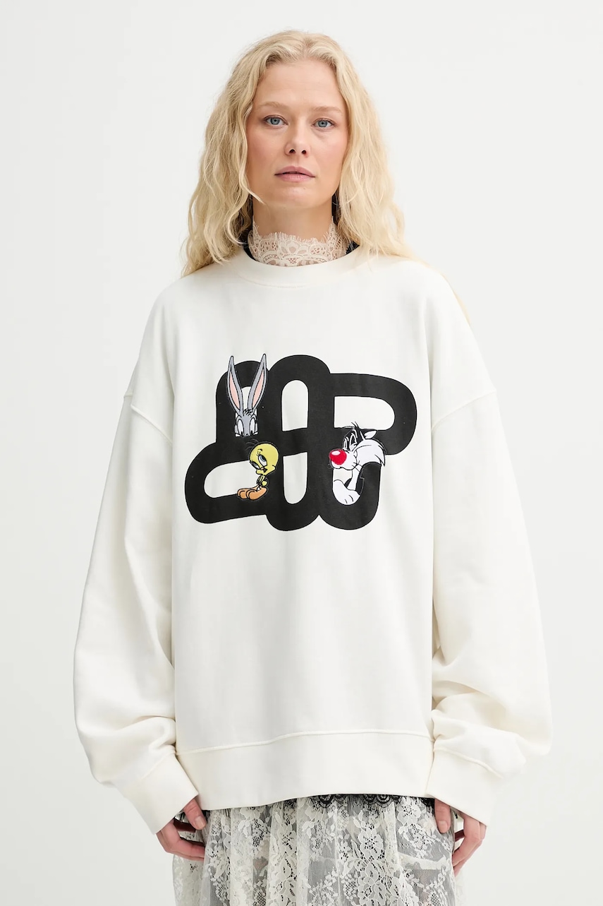 Bavlněná mikina MUNTHE LINKI dámská, bílá barva, s potiskem, 253110925362