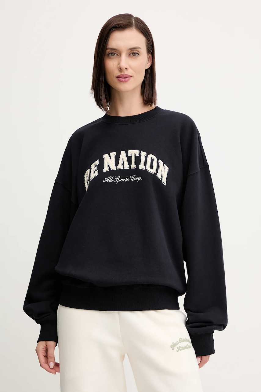 Bavlněná mikina P.E Nation Heritage dámská, tmavomodrá barva, s aplikací, 253F115