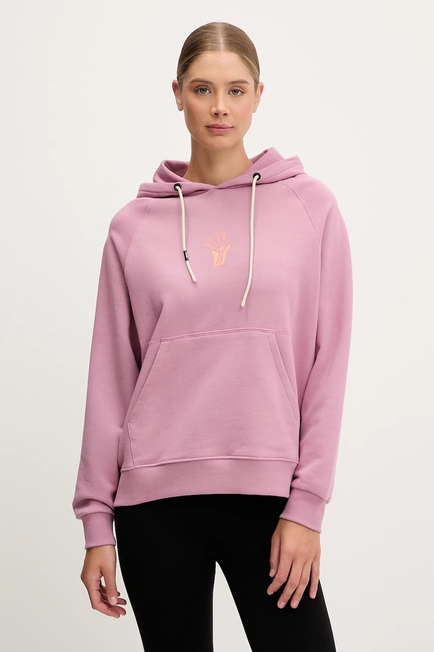 Bavlněná mikina Picture Quenar dámská, růžová barva, s kapucí, s potiskem, WSW0362