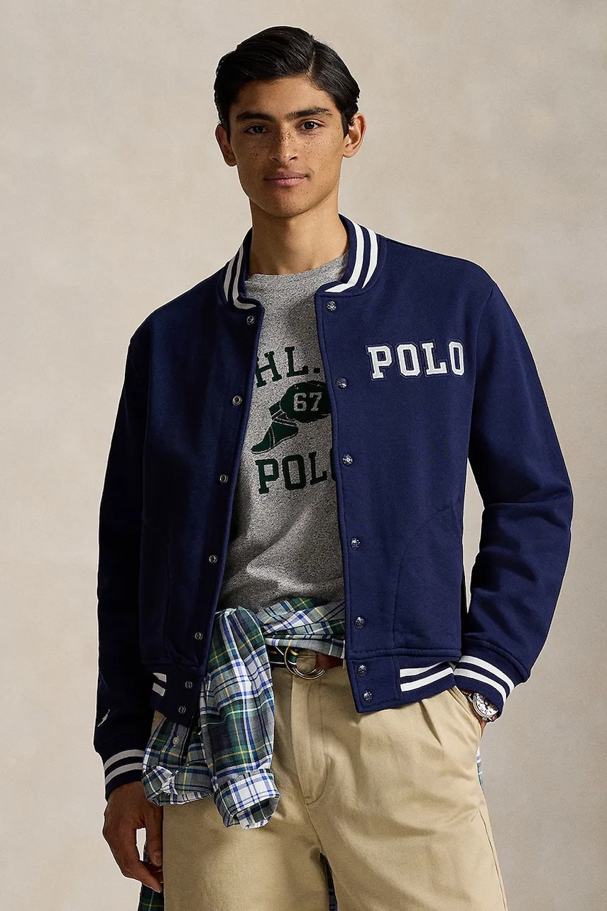 Bavlněná mikina Polo Ralph Lauren pánská, tmavomodrá barva, hladká, 710972666