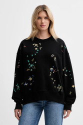 Bavlněná mikina PS Paul Smith dámská, černá barva, s aplikací, W2R-185V-TP5177