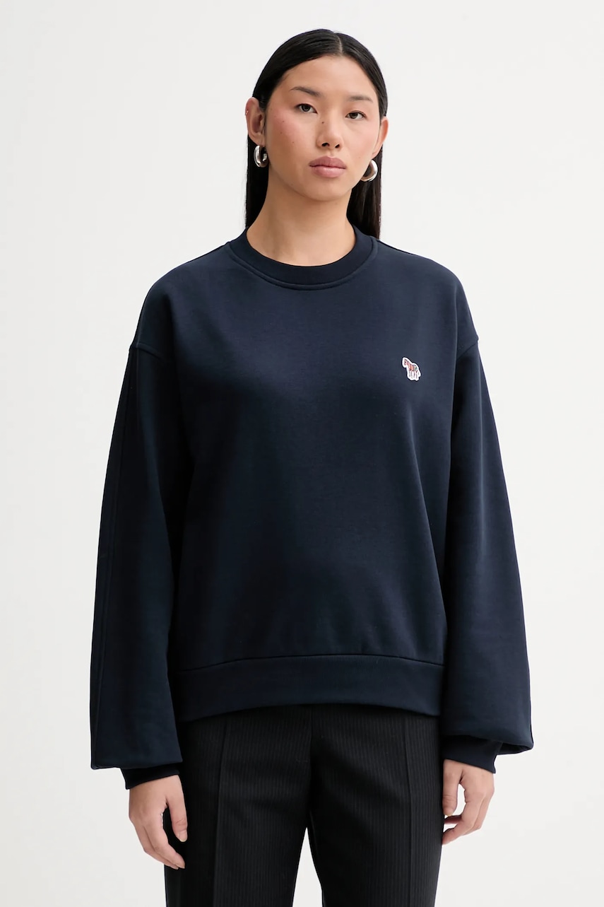 Bavlněná mikina PS Paul Smith dámská, tmavomodrá barva, s aplikací, W2R-352V-V21116