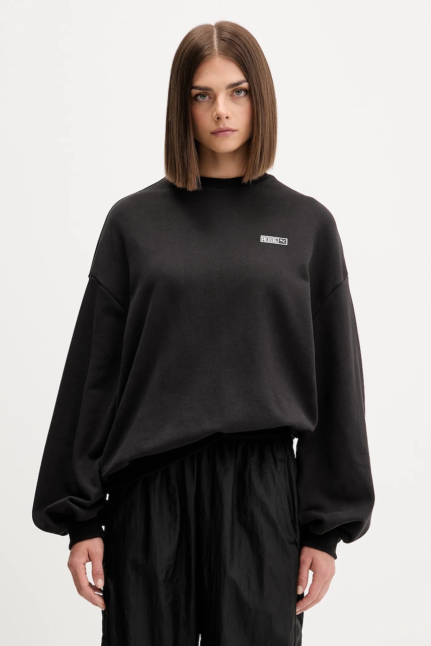 Bavlněná mikina Puma PUMA x ROSÉ dámská, černá barva, hladká, 633803